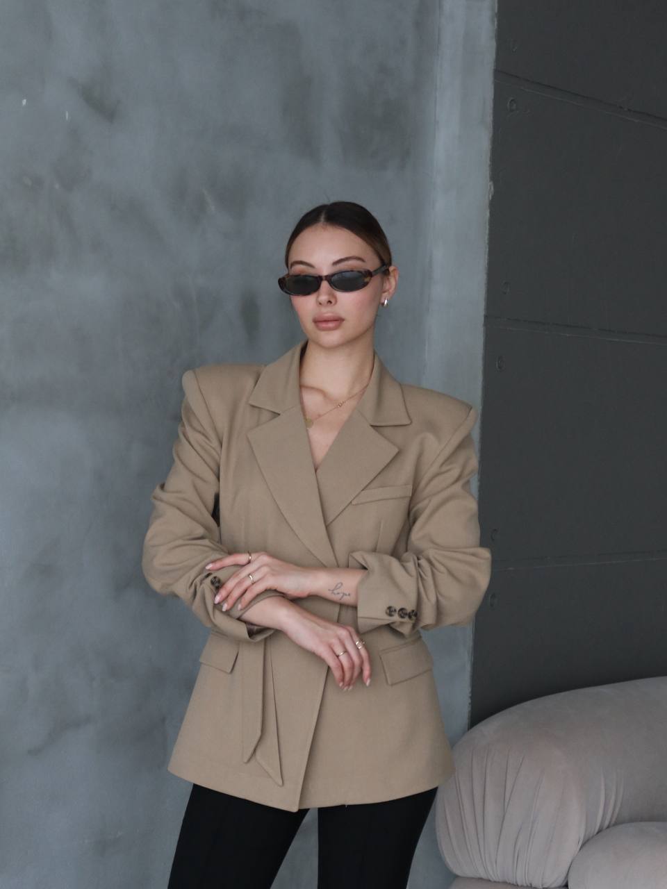 Padded Shoulder Blazer