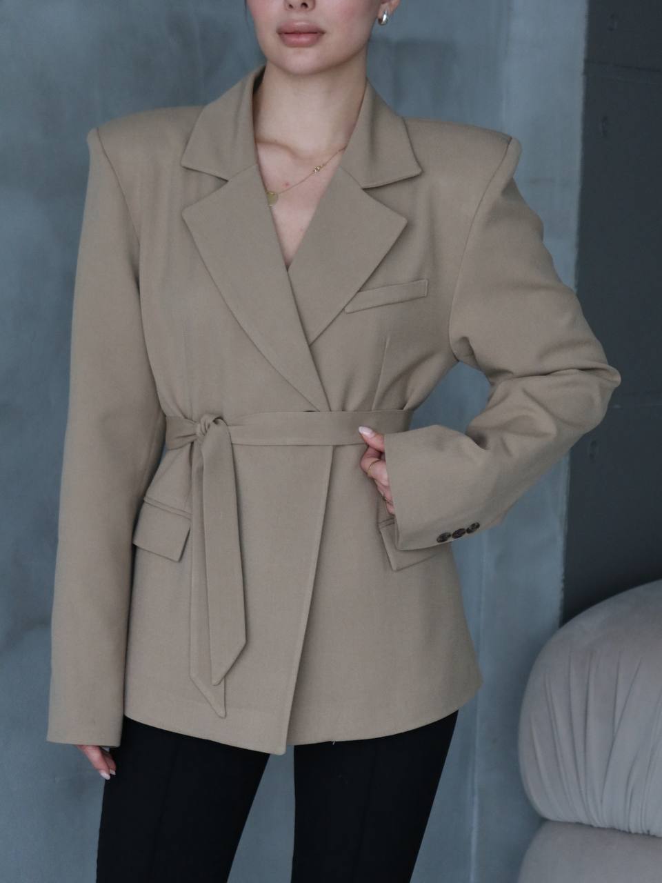 Padded Shoulder Blazer