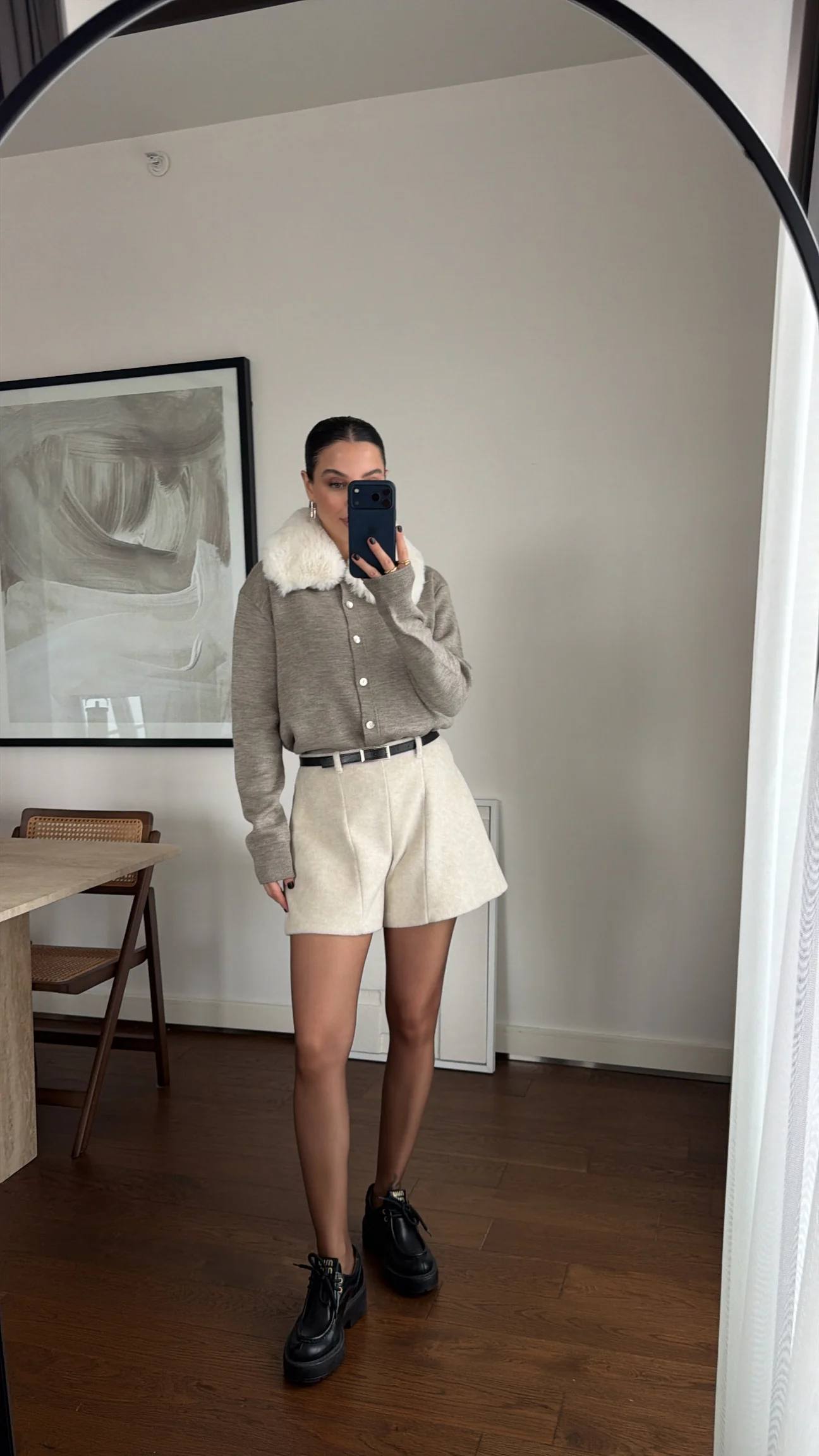 Woolen Belted Shorts