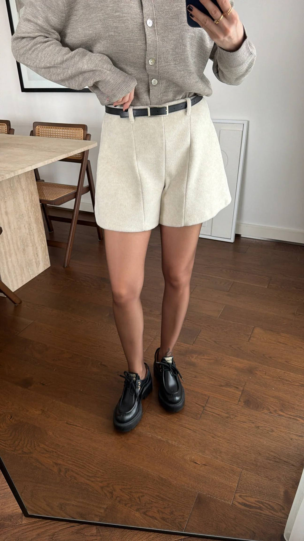 Woolen Belted Shorts